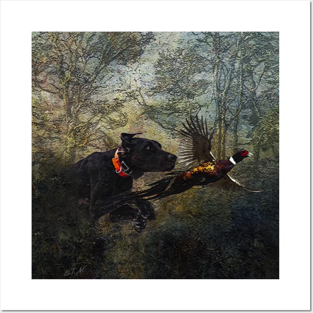 GSP , Hunting pheasant Wall Art by German Wirehaired Pointer 